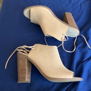 Tan opened toed booties